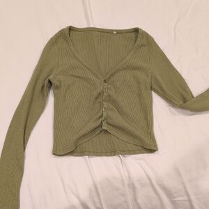 PacSun Sage Green Ribbed Button-Down Top